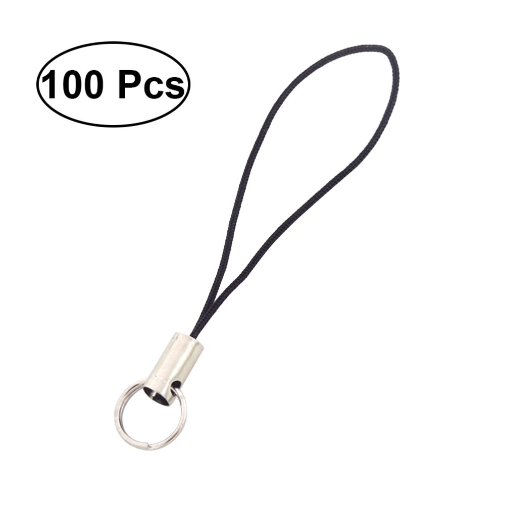 100Pc Black Eenvoudige Mode Mobiele Telefoon Lanyard String Voor Sleutels Diy Sieraden Hanger Korte Pols Touw Id Name Tag cordaccessories