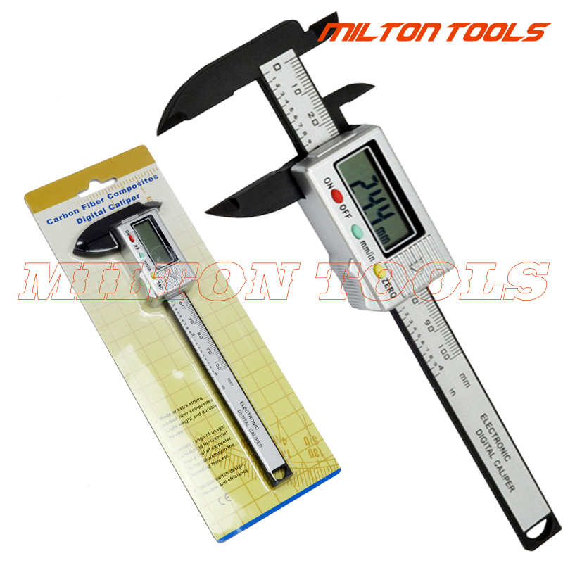 150mm/6 &quot; karbonfiber digital skyvelære 100mm/4 tommers plast vernier skyvelære måler elektronisk plast skyvelære skyve linjal måler