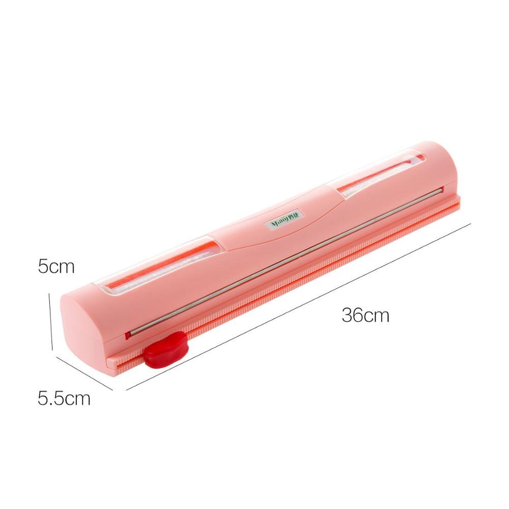 Film transparente dispensador de cortador y montado en la pared de la Cocina de Comida de plástico se aferran rollo titular de papel de corte: Rosa