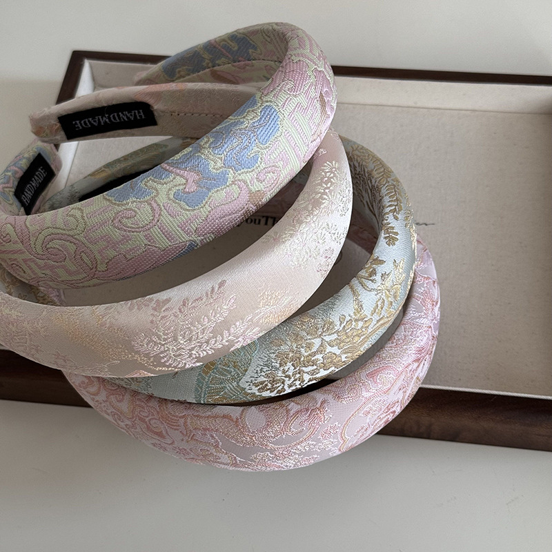 Nueva diadema bordada china, diadema de Jacquard de estilo chino para mujer, aro para el pelo , banda para el pelo con calavera alta, tocado vintage
