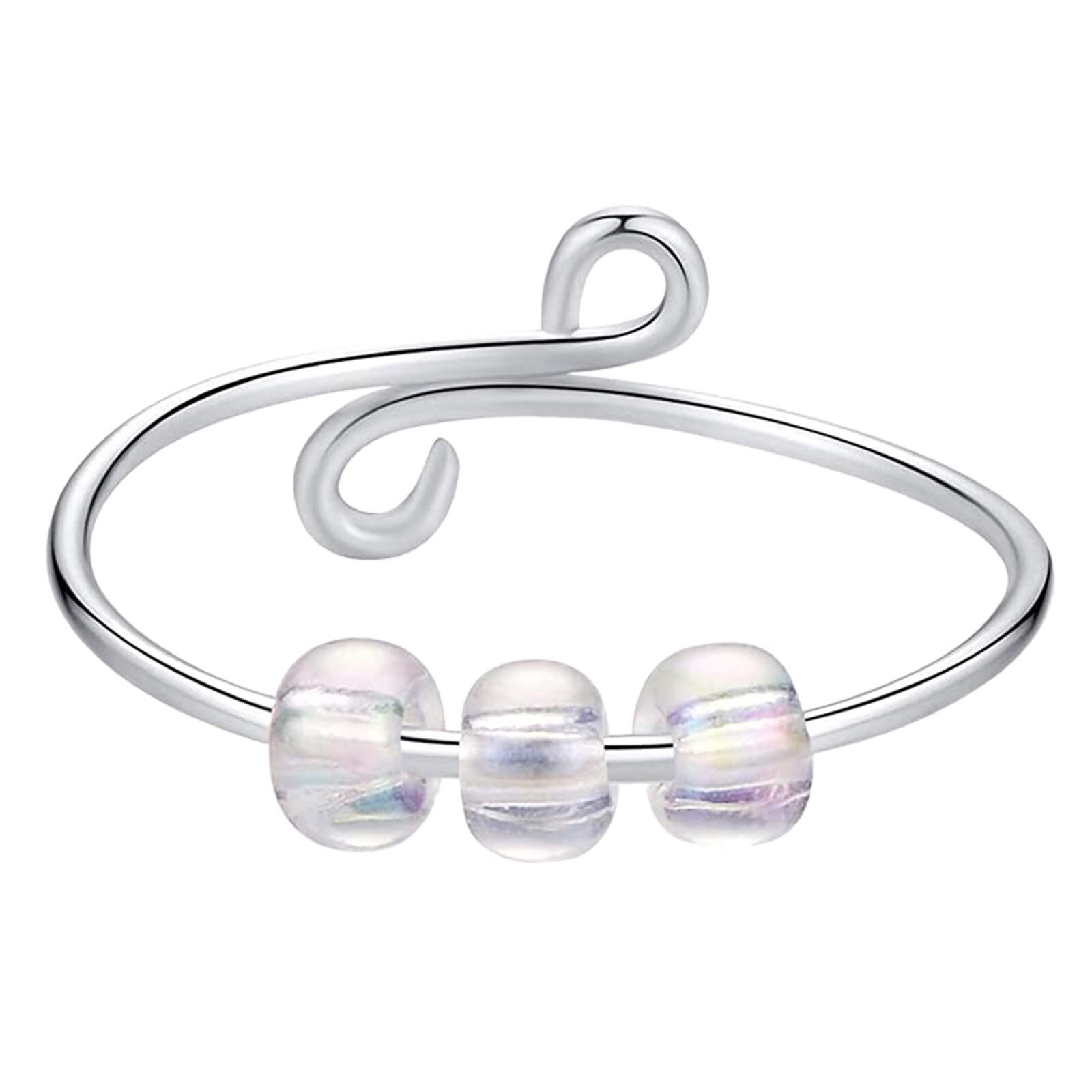 Fidget Beads Fidget Ring Spinner Single Coil Spiral Fidget Ring Beads Toy For Girl Women Rotate Freely Antistress Anxiety Ring: 10