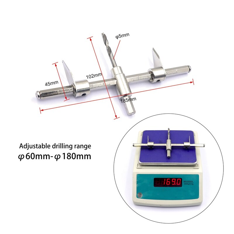 Adjustable Circle Hole Cutter Wood Drywall Drill Bit Saw Round Cutting Blade Aircraft Type DIY Tool with Dust Cover