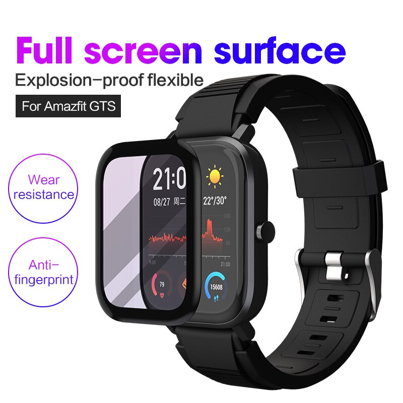 Protector de pantalla para Huami Amazfit GTS, película protectora, cubierta completa, 3D, curvado, compuesto, flexible, accesorios para reloj inteligente