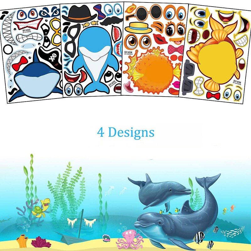Børn diy klistermærker puslespil spil make-a-fish hav tegneserie dyr haj samle puslespil baby anerkendelse træning uddannelse legetøj