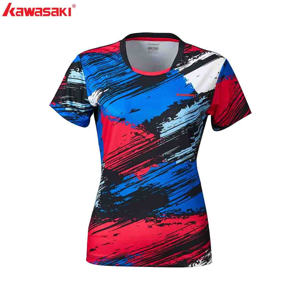 KAWASAKI, camisas de bádminton para mujer, cuello redondo, secado rápido, transpirable, Regular, forma física deporte, camisetas, ST-R2232 de tenis de mesa