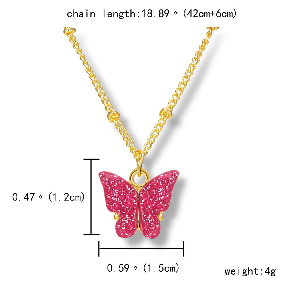 Cute Acrylic Butterfly Pendant Necklace for Women Party Statement Necklace Sweet Korean Necklace Jewelry