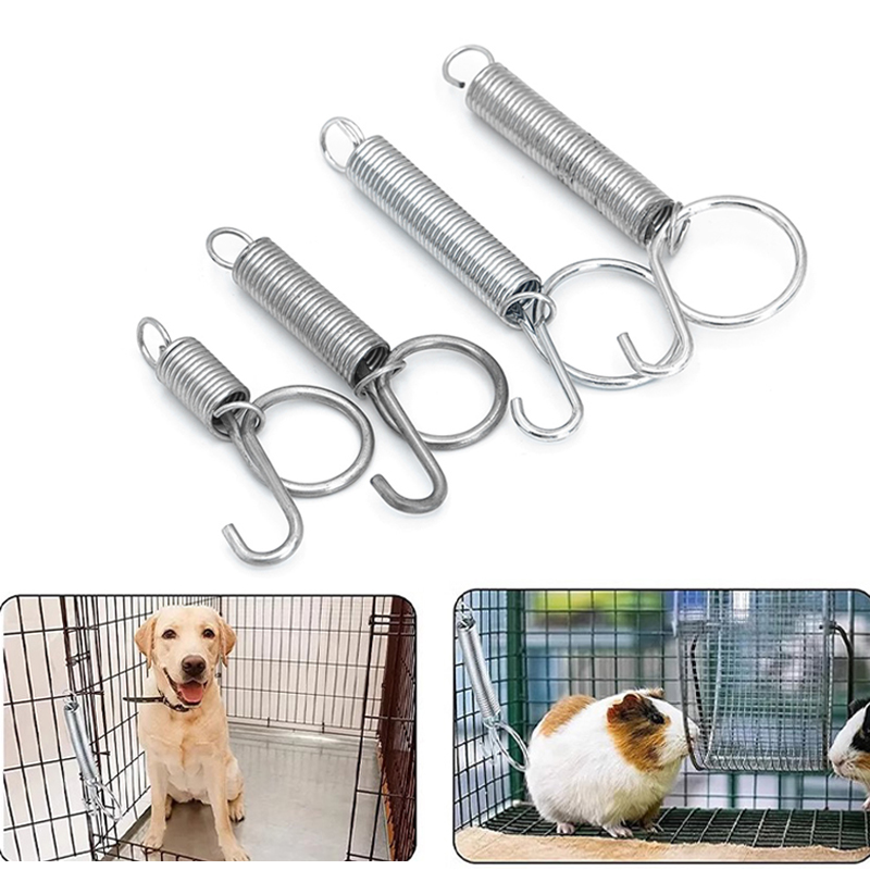 4/8Pcs Multifunctionele Lente Dierenkooivergrendelingen Lock Lente Konijn Kooi Deur Trekveer Met Haak Voor Het Bevestigen Van Alle Huisdieren Kooien