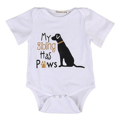 Citgeett Cotton Toddler Infant Baby Boys Girls Short Sleeves Dogs Summer Bodysuit Jumpsuit Clothes Outfits 0-18M