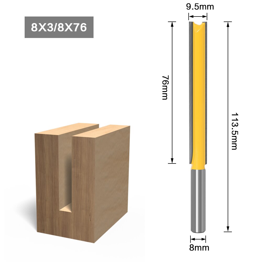 1 pc Straight/Dado Router Bit 1/2&quot; Dia. X 3&quot; Length - 8&quot; Shank Woodworking cutter Wood Cutting Tool: 8X9.52X76