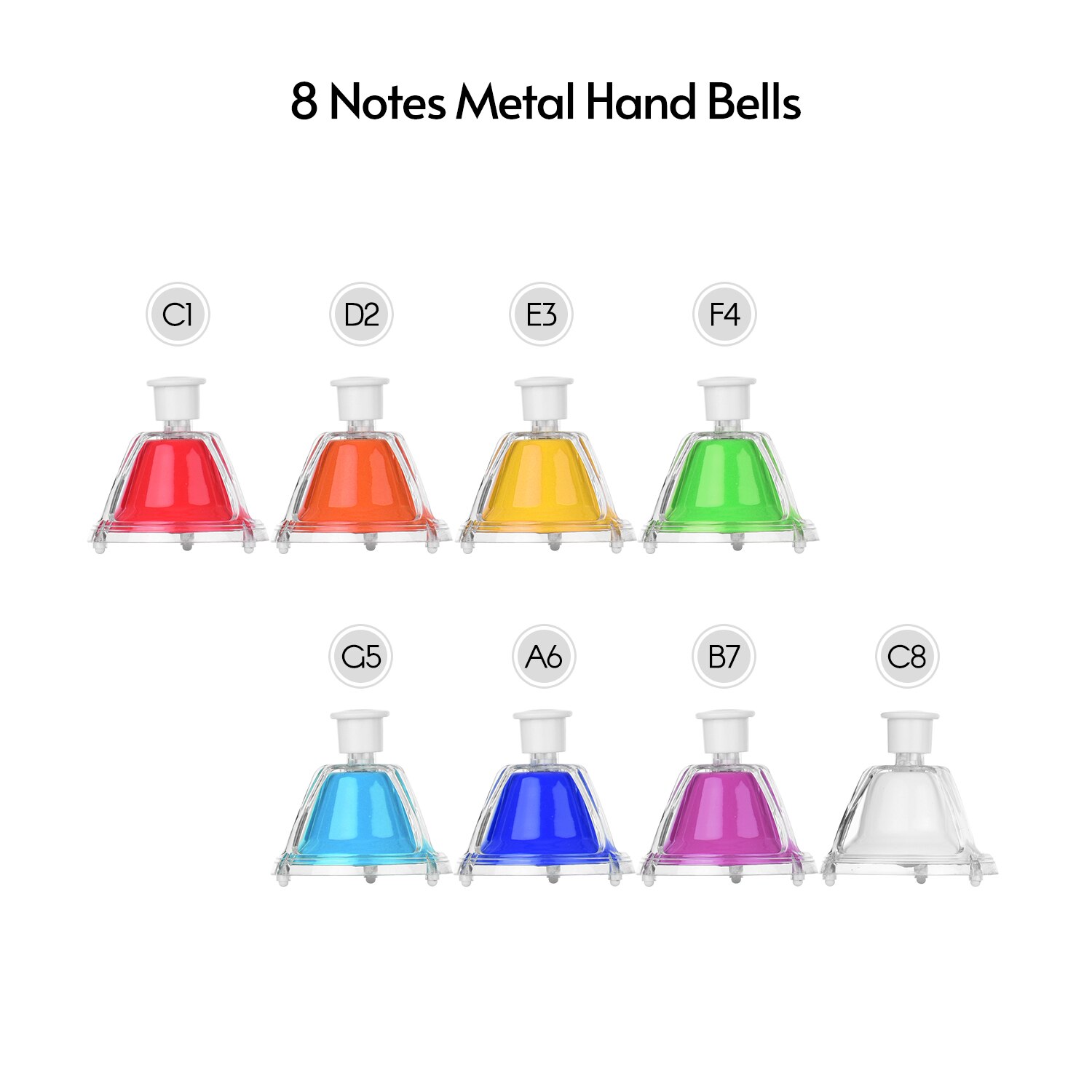 8 note metal farverig håndklokke sæt klokkeinstrument musikalsk legetøj til børn børn musikalsk læring undervisning