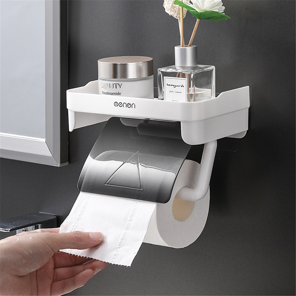Toilet Paper Box Free Punch Toilet Paper Holder Bathroom Roll Tissue Shelf Wall Mounted Tissue Holder Accessory Organizer Tray
