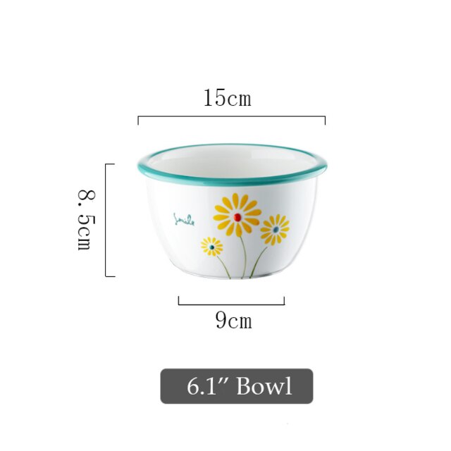 Keramische Diner Borden Kommen Set Leuke Bloem En Perzik Patroon Huishouden Enkele Grote Servies Vajilla Тарелки Для Еды: A6