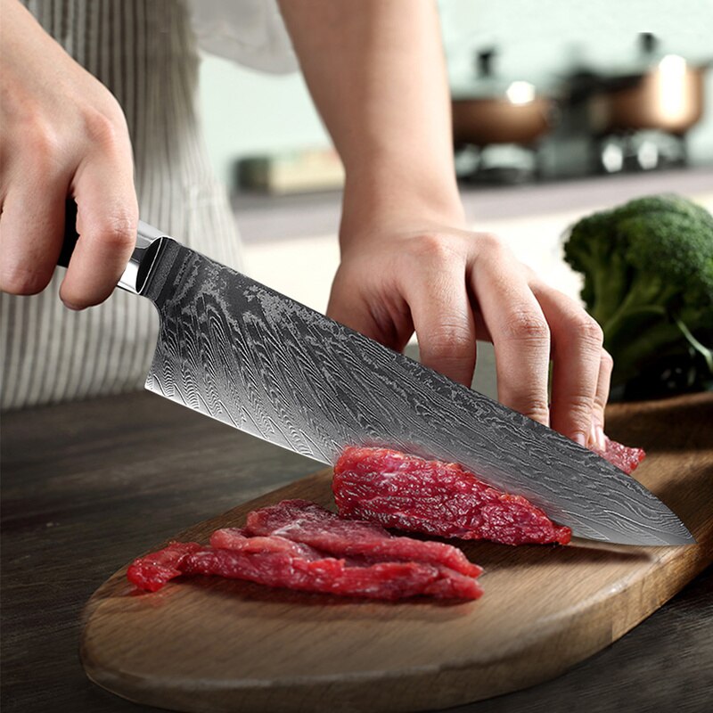 8" Japanese Chef Knife 67-Layer Damascus Steel VG10 Kitchen Knife Meat Fish Fruit Vegetables Slicing Cleaver Knife