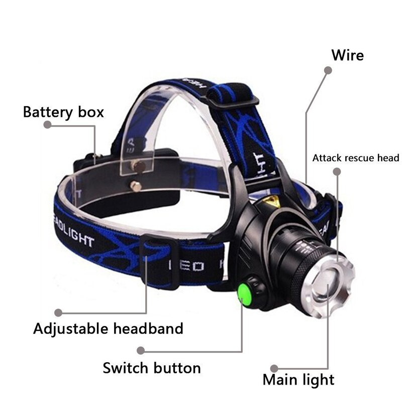 faro Led yunami T6 Zoom linterna impermeable cabeza Luminaria cabeza linterna Camping cabeza lámparas uso batería 18650
