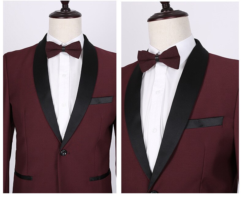 PYJTRL classique châle revers bordeaux deux pièces ensemble costumes de mariage hommes Costume Homme smoking Terno Masculino Slim Fit Body Suit