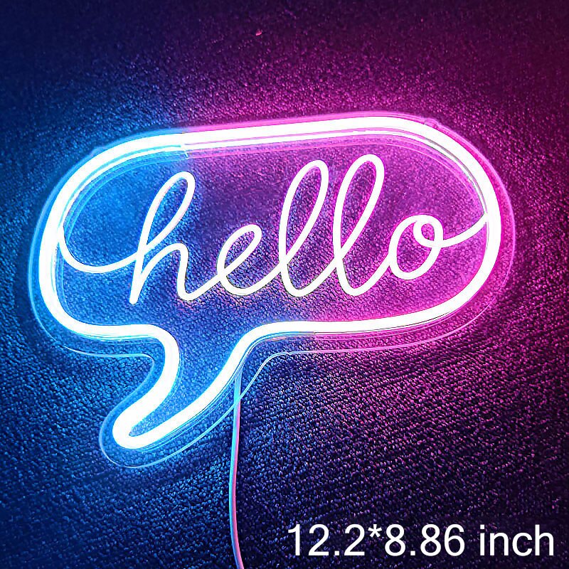 Hello Led Neon Light Teken Letters Neon Sign Panel Christmas Party Bruiloft Decoraties Thuis Wall Decor Neon Lamp: Hello BP