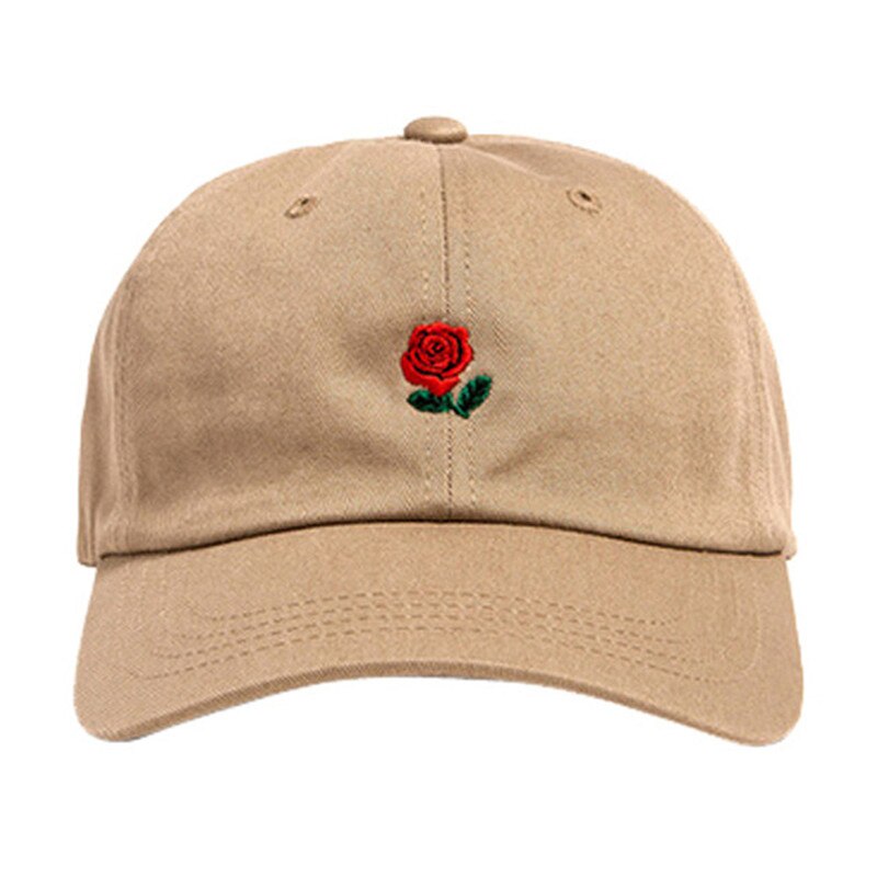 Rose Baseball Caps Vrouwen Snapback Cap Bloem Zomer Borduren Gebogen Lente Caps Mannen Hip Hop Hoeden 3.8: Khaki
