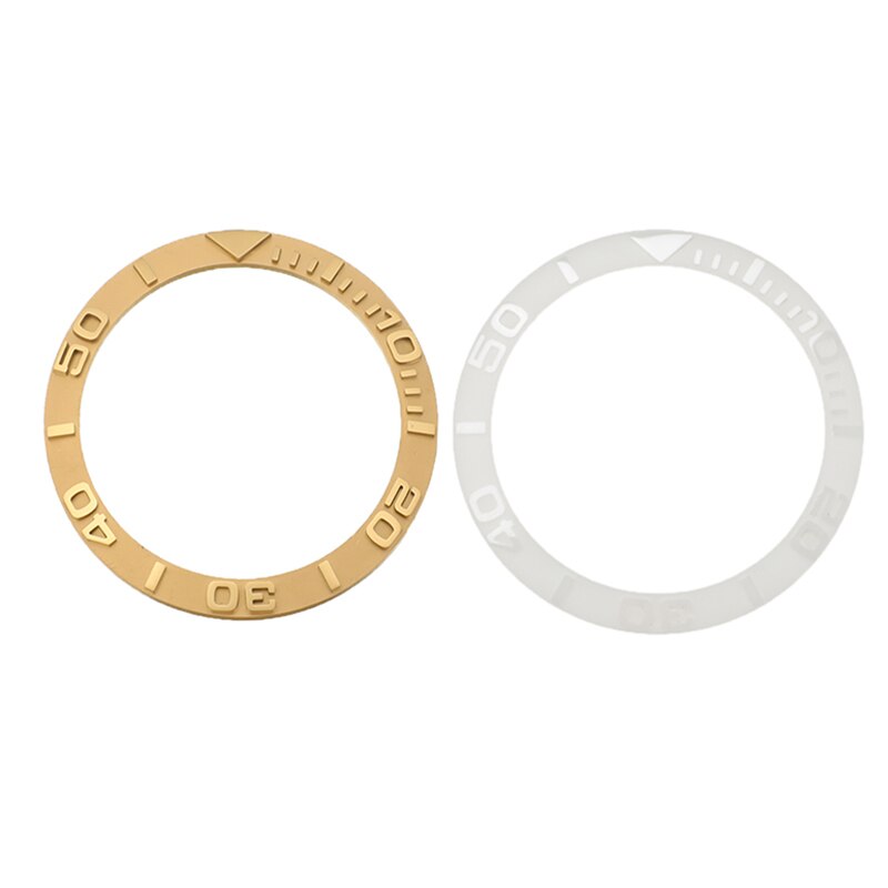 Guld/hvide ure erstatter tilbehør 38mm urskive keramisk bezel indsats til 40mm submariner automatiske herreur cover