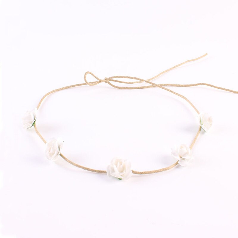 Newborn Flower Headband Mini Rose Flowers Headbands Summer Style Kids Headwear Hair Band accessories for Photography props: White