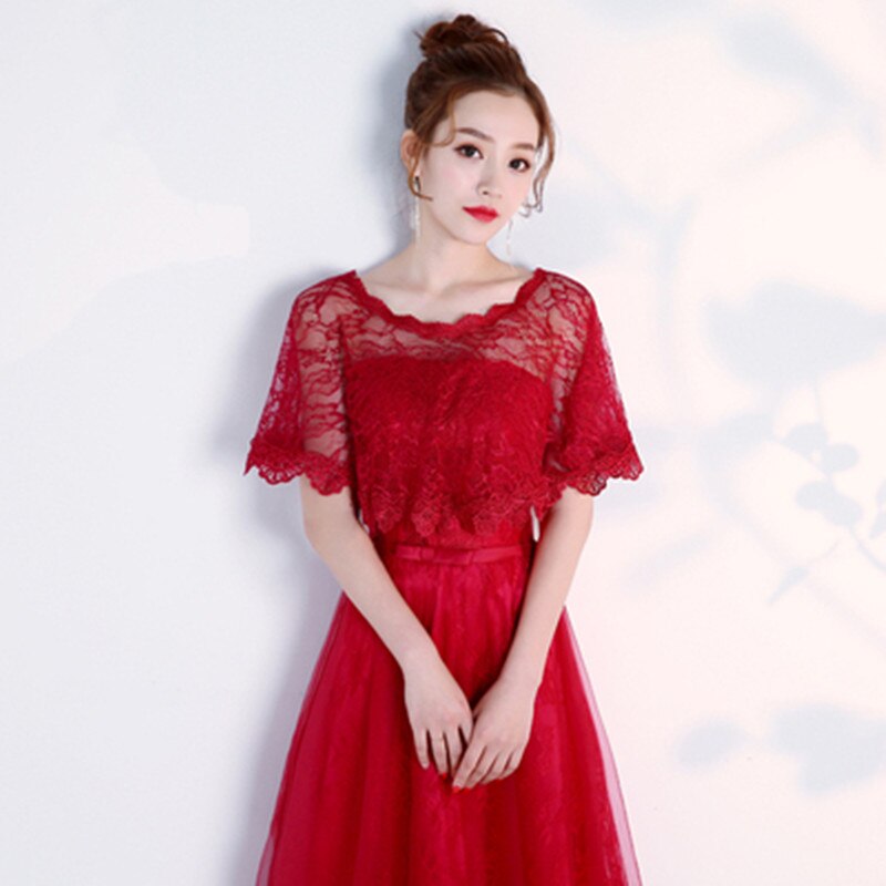 Veste de mariée en dentelle florale pour femmes, 5 couleurs, courte, châle en Tulle, couverture sur les épaules: Ivoire