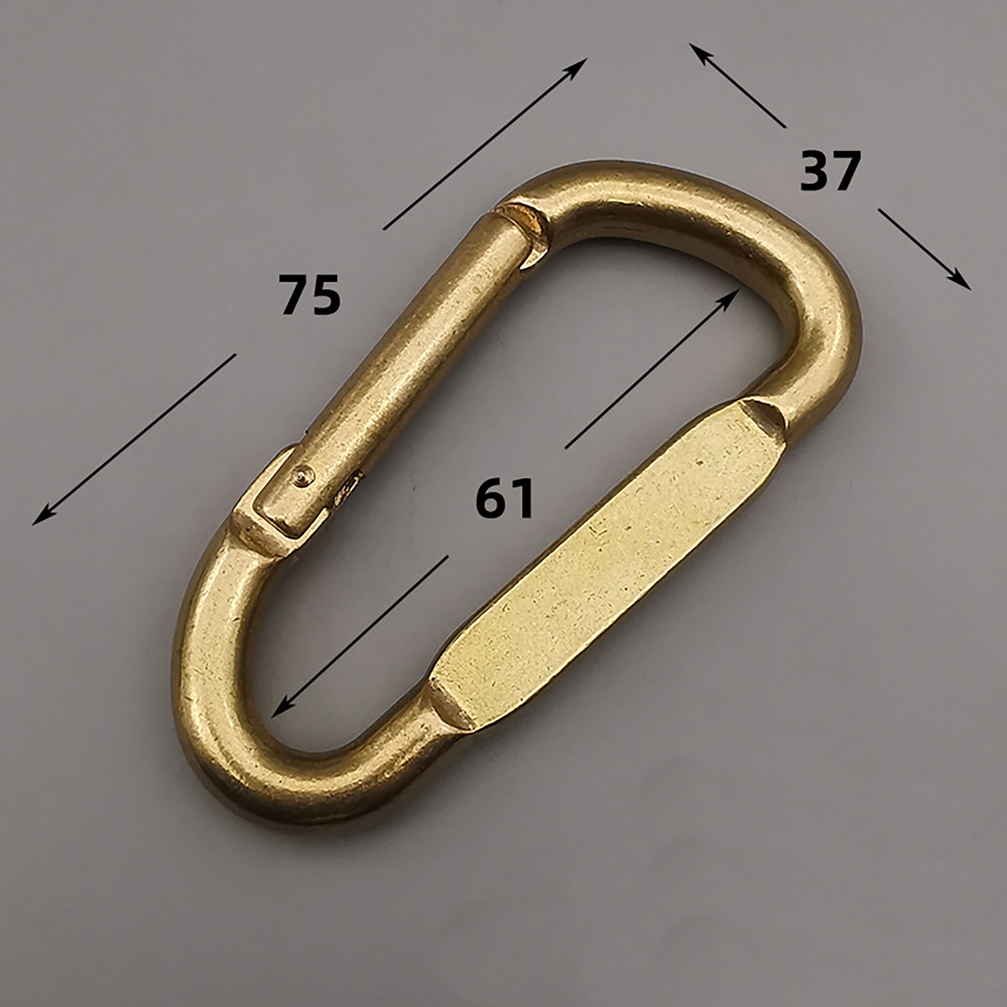 Extra grote 3 inch massief messing eenvoudige D ovale veerbelasting snap karabijnhaak sleutelhangers haken clip portemonnee schouderriem EDC FOB auto