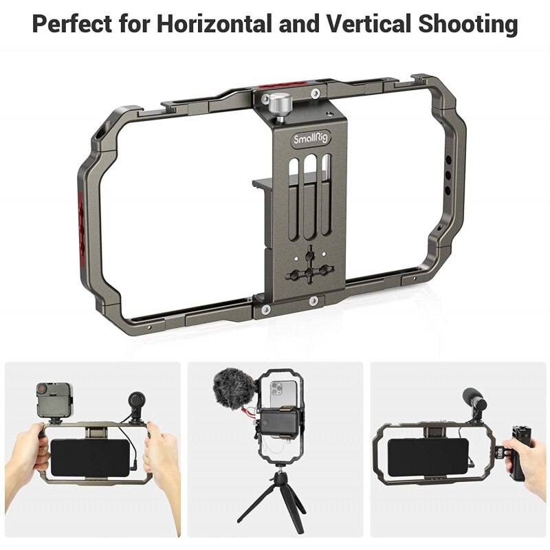 SmallRig Universal Mobile Phone Cage Smartphone Video Rig Filmmaking Vlogging Rig Case Stabilizer Alloy Grip Tripod 2791