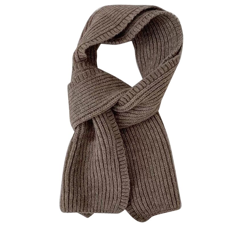 Scarf Female Winter Solid Color Short Wool Knitting Student Autumn and Winter Japanese Soft Collar All-Match: Kahaki