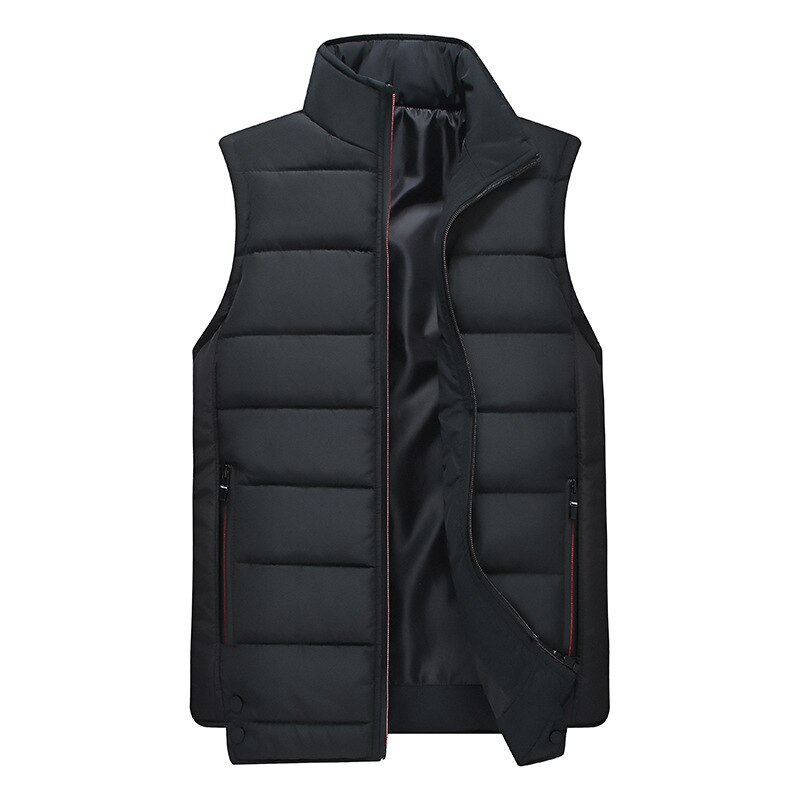 Hiver gilet bas vestes sans manches hommes gilet épaississement hauts survêtement pardessus grande taille M L XL XXL XXXL rouge jaune: Black / XXL