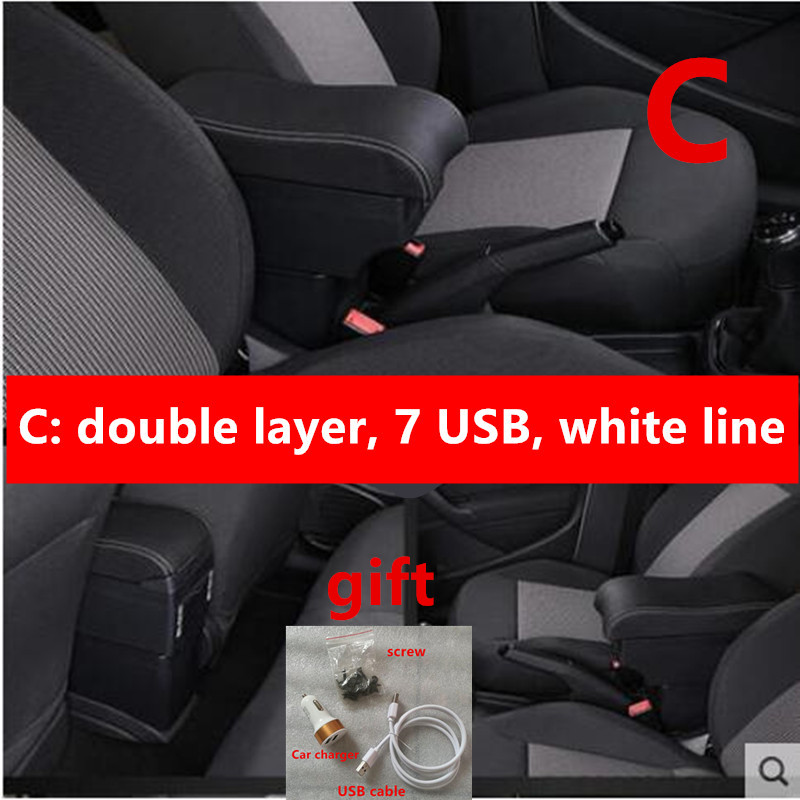 Boîte accoudoir pour Renault Captur, rangement central avec interface USB, boîte de contenu: C black White line
