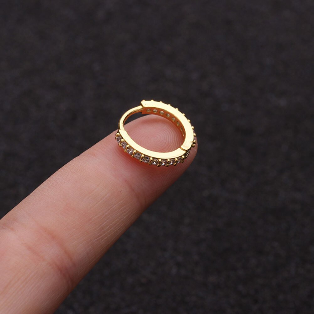 1Pc Rvs Septum Clicker Hoepel Ring Neus Labret Oor Tragus Kraakbeen Daith Helix Earring Stud Body Piercing Sieraden: gold 10mm
