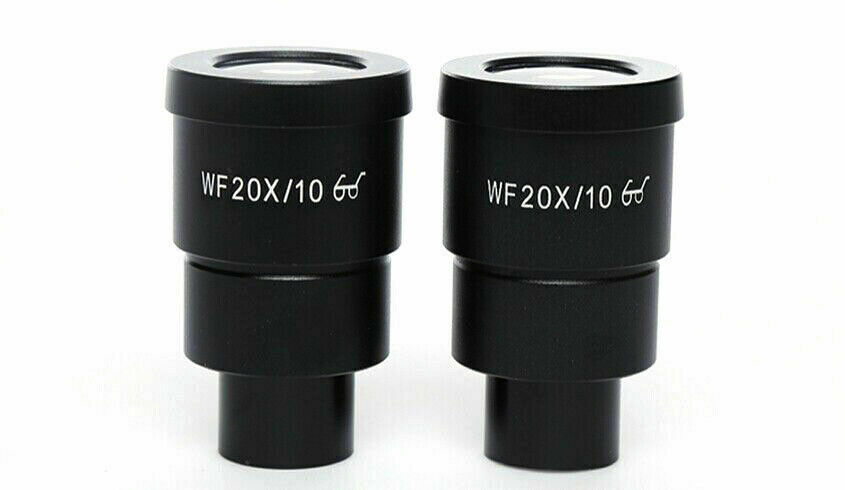 20X/10 Stereo Microscope Eyepiece WF20X Wide Field High Eye Point Optical Glass Lens 30mm Mounting Diameter: Gold