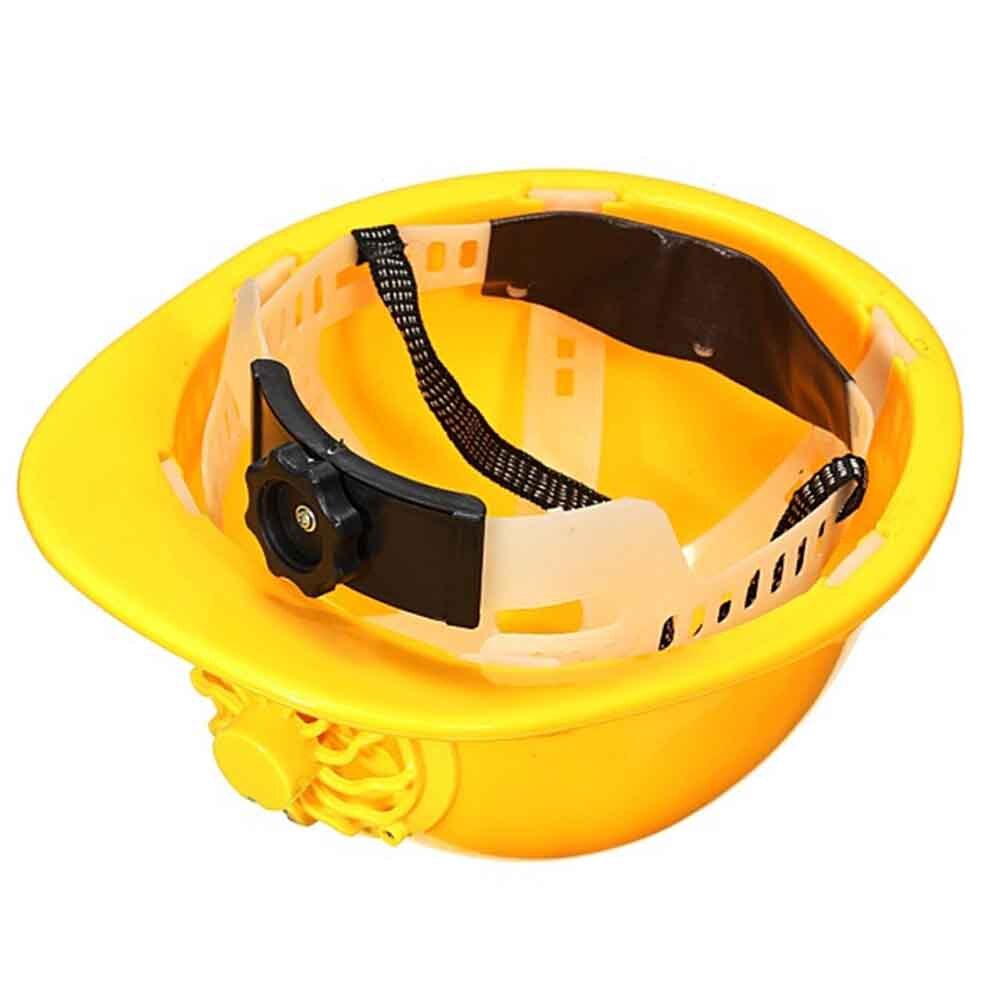 Solar Powered Safety Helmet Hard Ventilate Hat Cap with Cooling Cool Fan Yellow Helmet