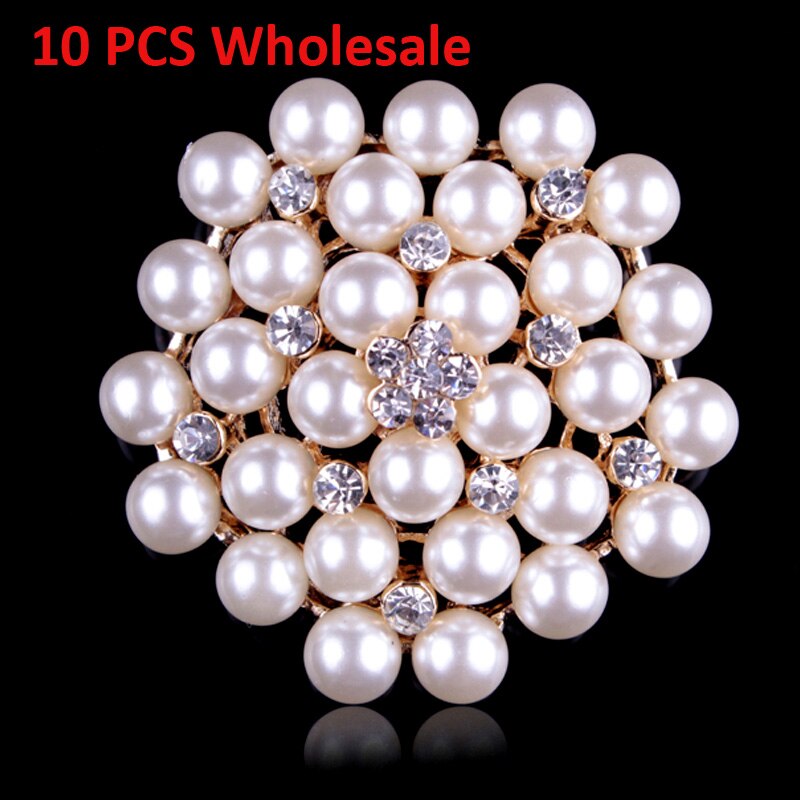 10 PCS Nachahmung Perlen und Kristall Blume Pins Hochzeit Bouquets Broschen