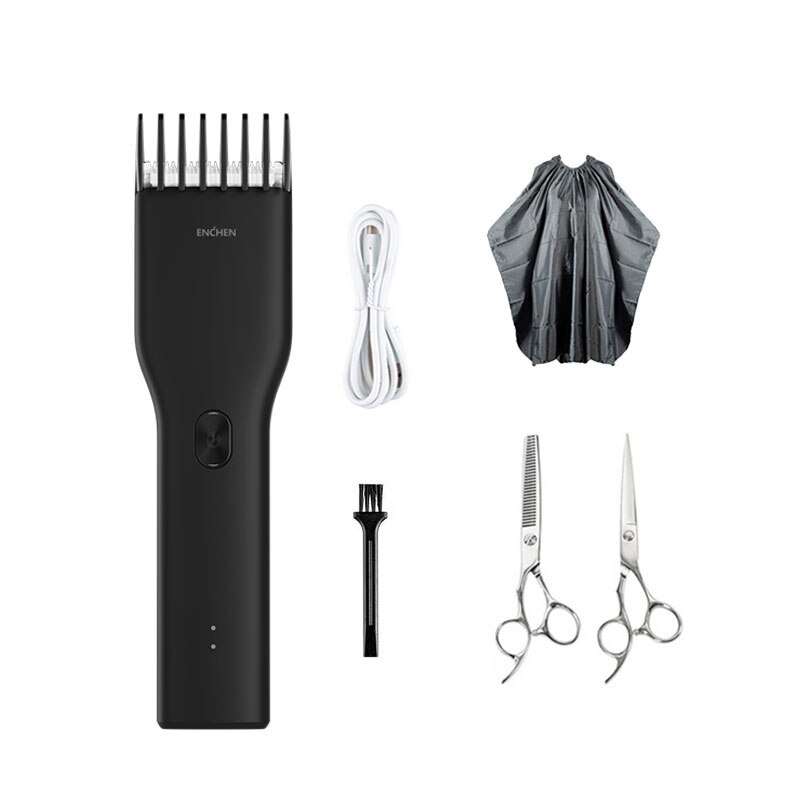 ENCHEN Boost Electric Hair Clippers Men Children Ceramic Cutter Hair Cutting Machine Rechargeable Barber Trimmer: Black Set6