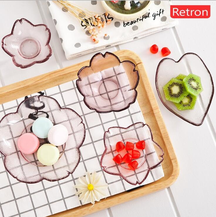 Platos bonitos pequeños de cristal de cereza, Boles pequeños para frutas, ensaladas, plato de postre, vajilla, plato de salsa, productos de Decoración de cocina, 1217