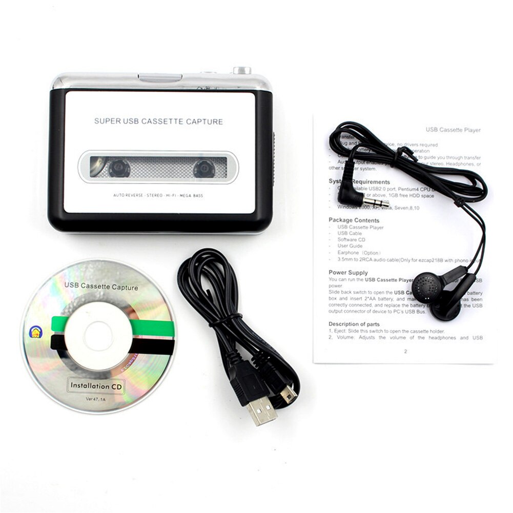 USB cassette playercassette record player PortableB Cassette Player Cassette Recorder Converter Digital Audio Music P