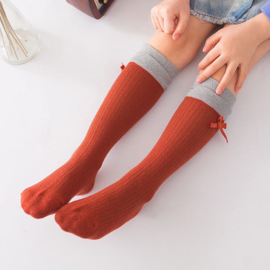 Kind Socken Kinder Kleinkind Baby Mädchen Jungen Solide Anti-Slip Gestrickt Lange Socken Knie Socken Winter Herbst Baumwolle socken M810 #