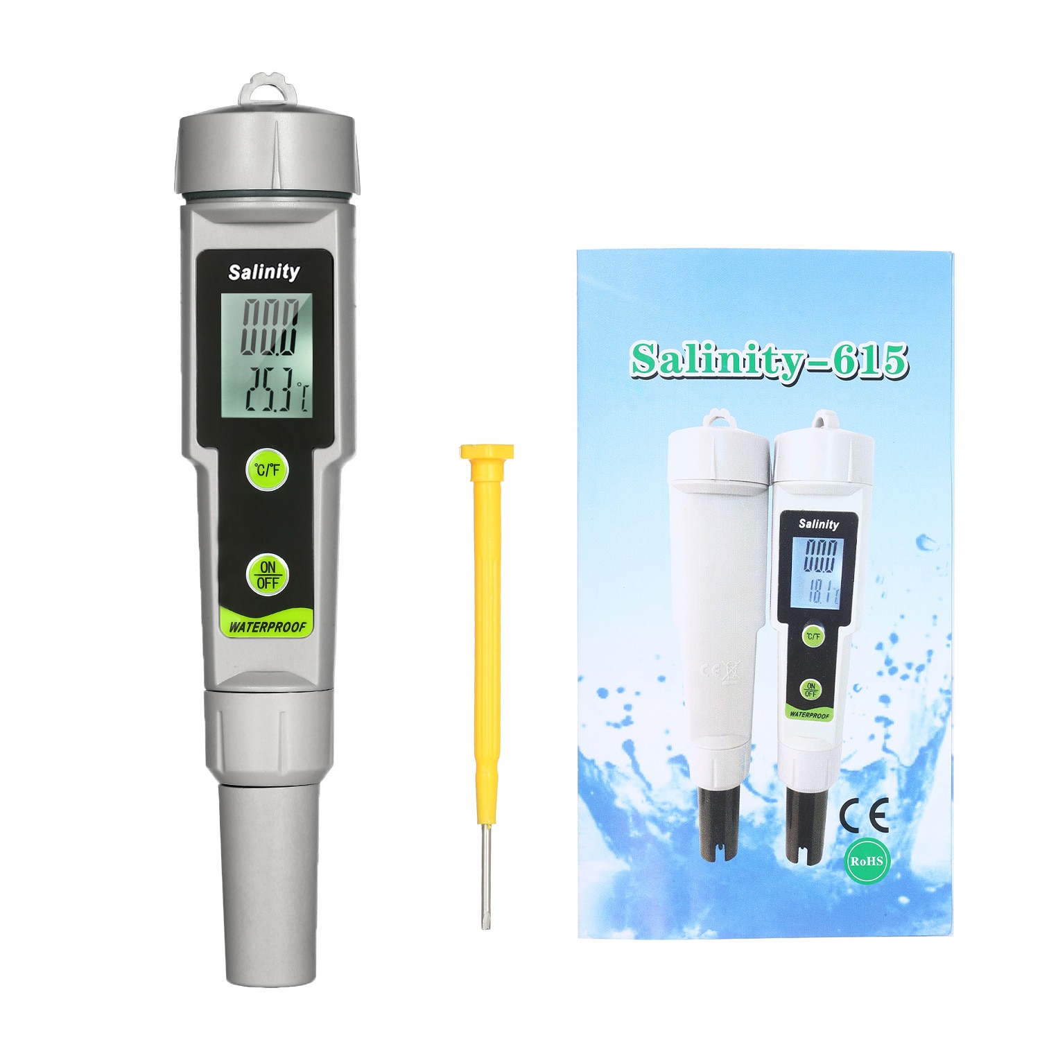 Digital Salinometer Salinity Tester Salt Meter 2in1Temp Salty Testers Marine Salinity Pool Testing Salinometer Temperature Gauge