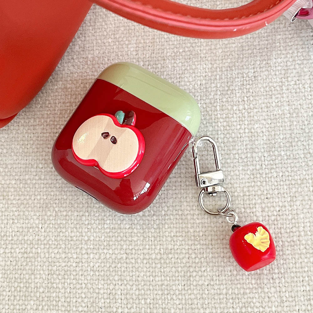 Korea 2024 3d Rode Appel Schattige Zachte Schokbestendige Bescherming Hoes Voor Airpods 1 2 3 Pro 3nd Pro 2 2e Oortelefoon Accessoires