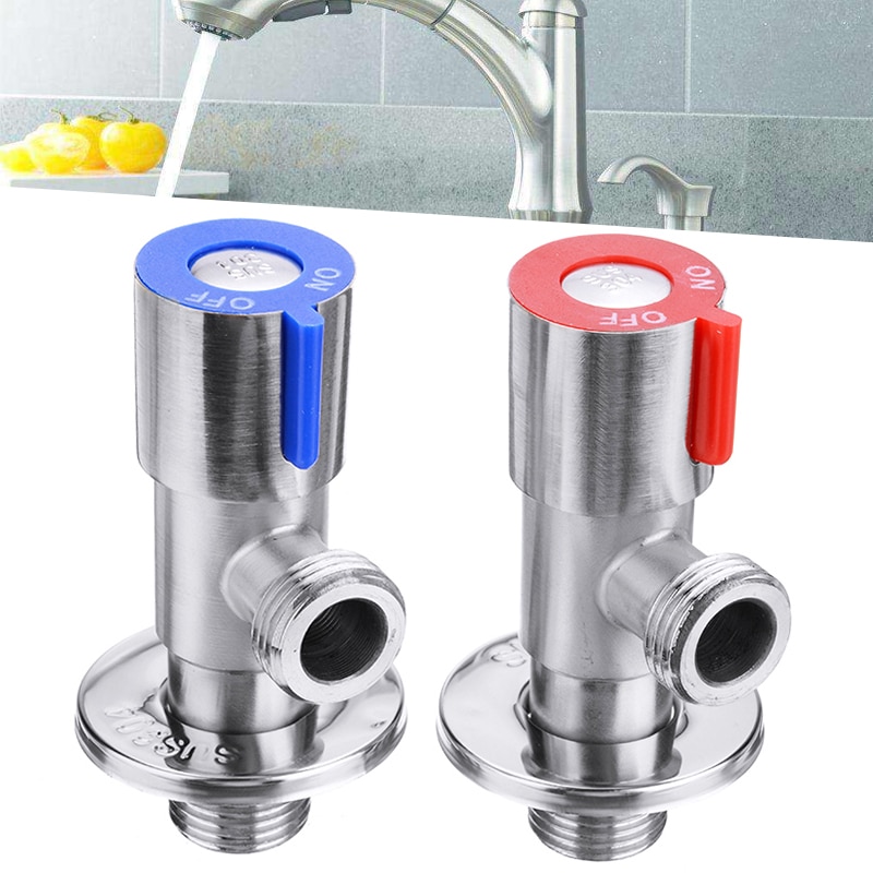 2Pcs 1/2'' Steel Ball Valve Wash Basin /Cold Water Connection Valve 3-way Water Distribution Valve Bathroom Fixture