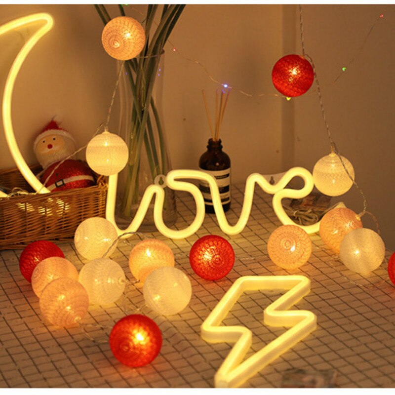 2,2 M 20 LED Baumwolle Ball Girlande Lichterketten Outdoor Dekoration Baby Bett Fee Lichter Hochzeit Weihnachten Beleuchtung Dekor
