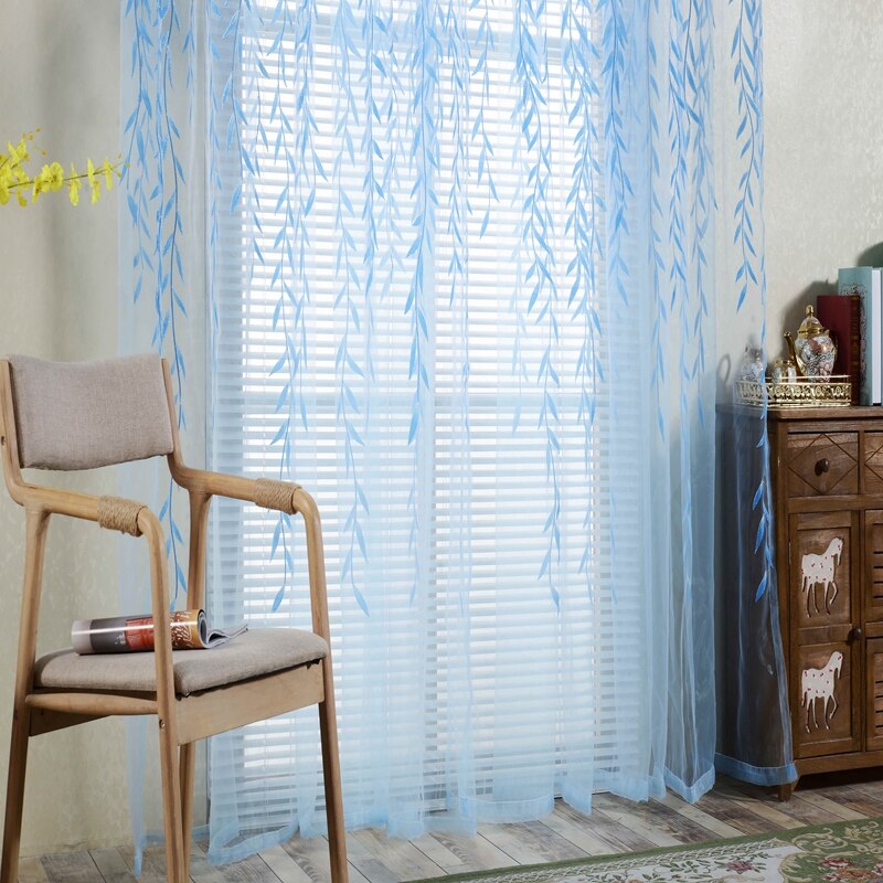 Willow Pattern Curtains Upscale Jacquard Yarn Curtains Door Window Curtains Chic Room Living Room Bedroom Decor