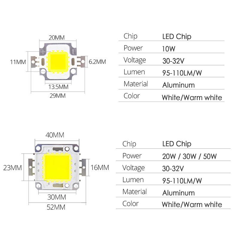Karwen real power 10w 20w 30w 50w cob integreret led chip lampe  dc 30-32v til diy oversvømmelse lys spotlight pære led chips perler