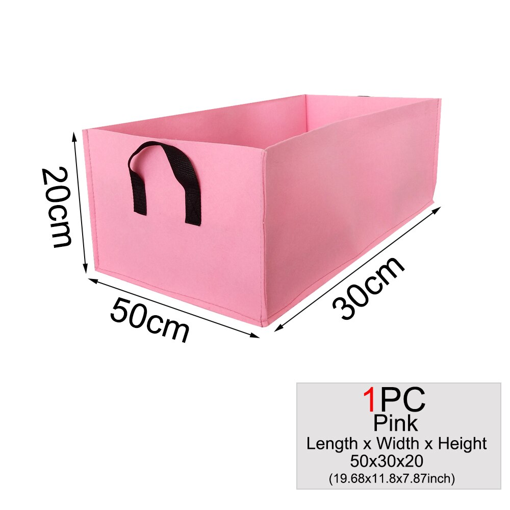Muciakie 1pc firkantet stof voksepose potteposer haveplantepose grøntsags plantepose plantepotte med håndtag til planter: 1pc 50 x 30 x 20cm pink
