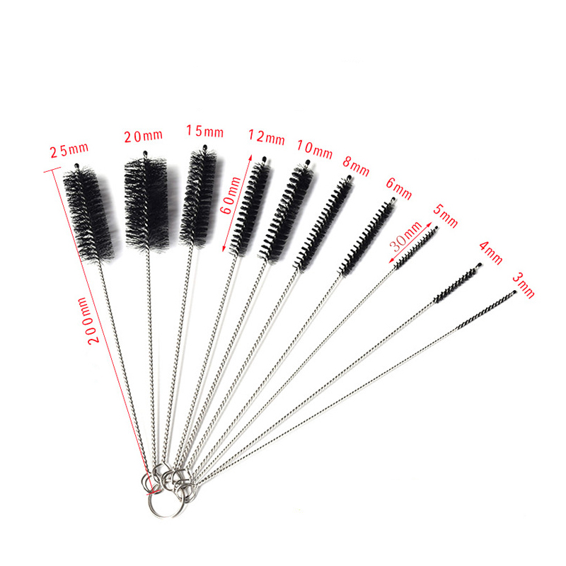 Fles Schone Borstel 10 Stuks Set Roestvrij Staal Zacht Haar Borstel Pipet Rietjes Borstel Multifunctionele Huishoudelijke Schoonmaak Tools