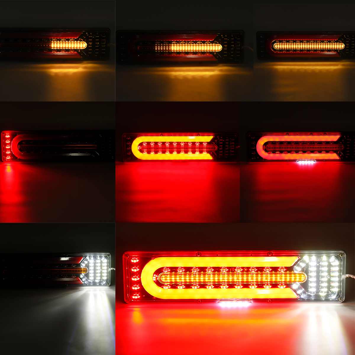 2Pcs 41cm 24V LED Truck Tail Light Trailer Warning Lights Stop Brake Light Rear Reverse Turn Signal Indicator Lorry Bus Caravan