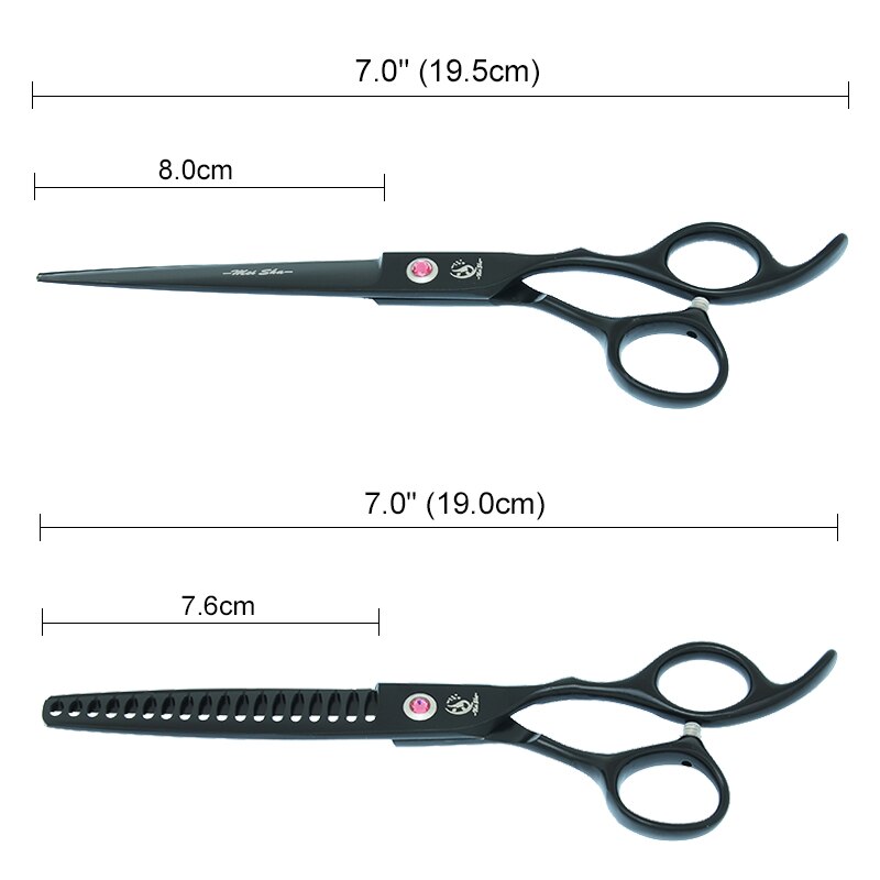 7.0" Japanese Steel Dog Grooming Scissors Curved Cutting Shears 40% Cut Rate Thinning Tesouras Pet Suppliers B0033A