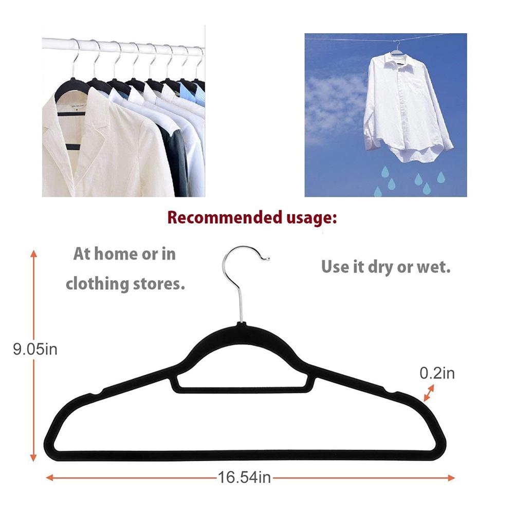 Flocking Hanger Non-slip Plastic Flocking Velvet Coat Flocked Custom Hanger Seamless Drying Rack Newest