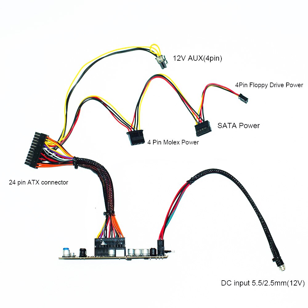 Dc atx psu 12v 150w pico atx switch pico dc-dc psu 24 pin mini itx dc till atx pc strömförsörjning för dator