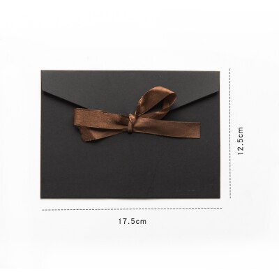Lot de 5 pièces, belle enveloppe en papier Kraft avec ruban, lot d'invitation w41, noir, rouge, bleu, 250g: black S